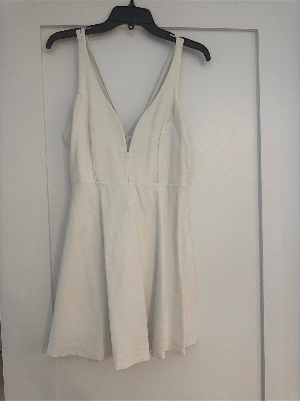Lulu's White V-Neck Fit-and-Flare Mini Dress